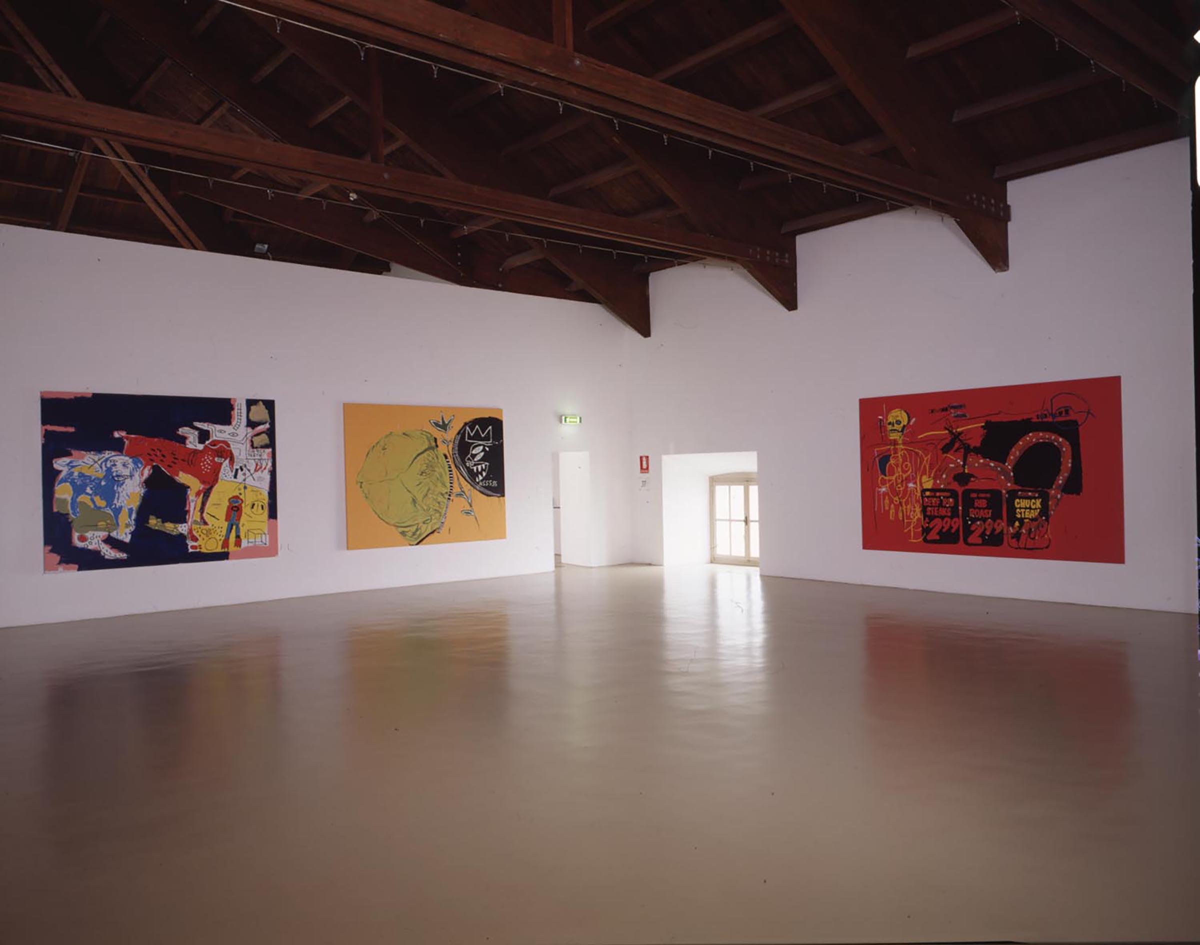 Andy Warhol and Jean-Michel Basquiat, Dogs, 1985; Andy Warhol and Jean-Michel Basquiat, Cabbge (1985) and Andy Warhol and Jean-Michel Basquiat, Third Eyes, 1985