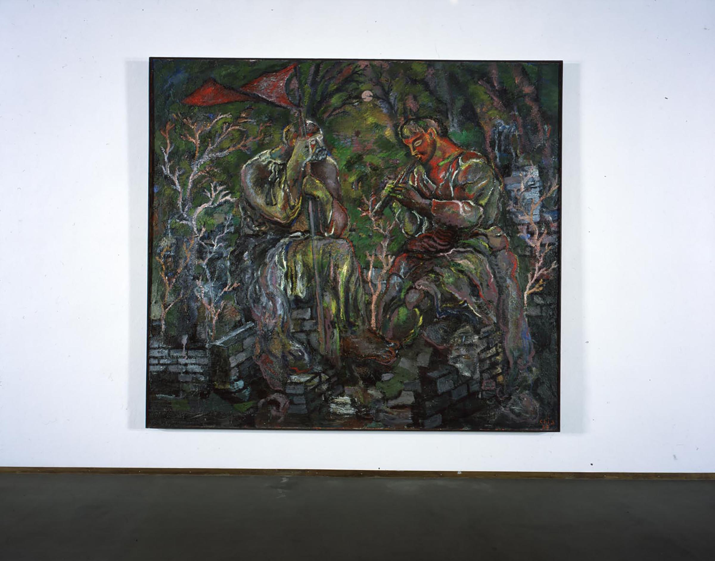 Sandro Chia, Figure con bandiera e flauto, 1983